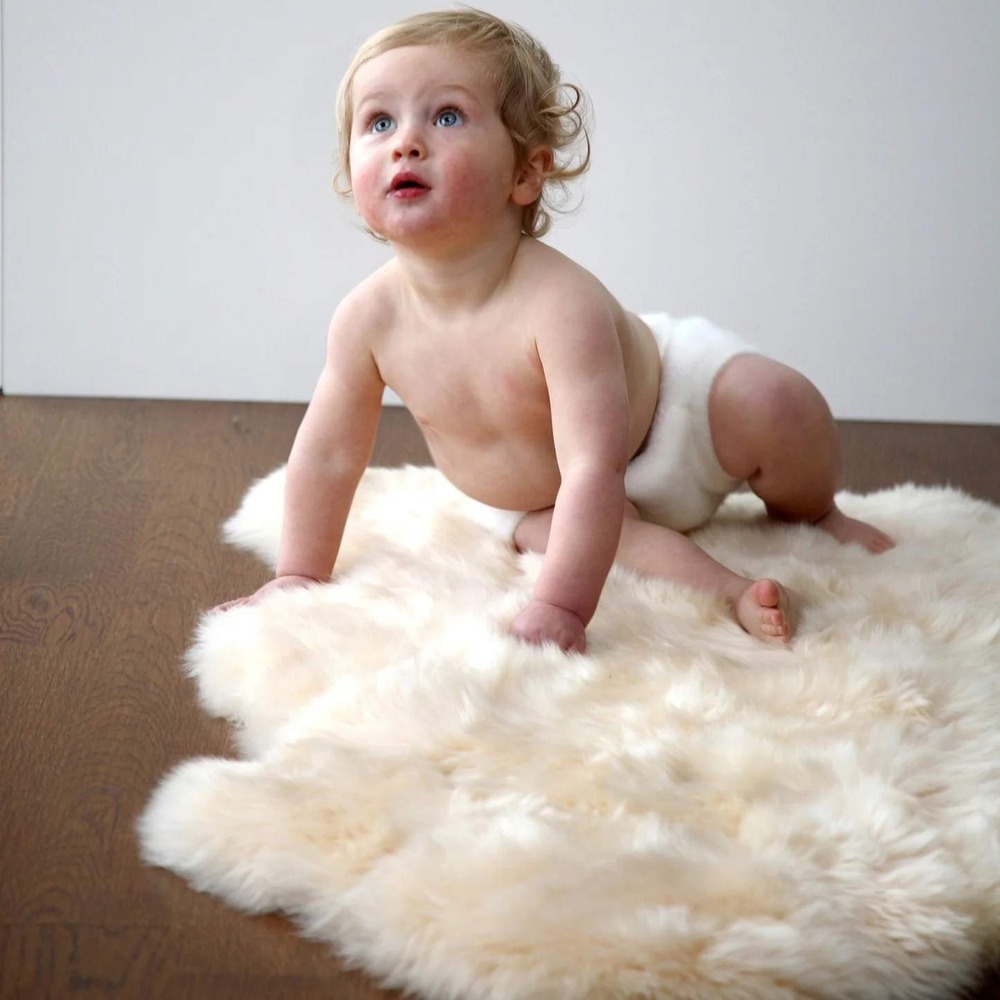 Auskin Infantcare Long Wool Sheepskin Single Rug Bone 31.5" x 21.7"